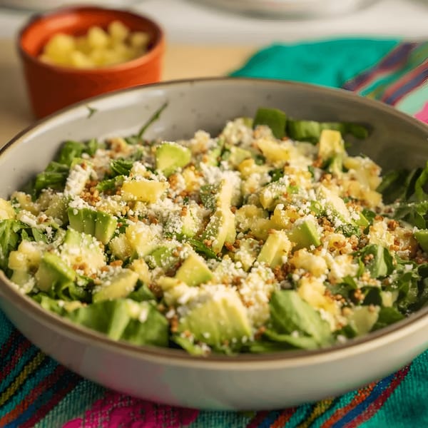 Polanco Taqueria's vibrant Mexican salad with avocado, cheese, and greens in a bowl.